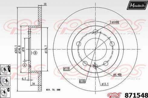 Maxtech 871548.6880 - Гальмівний диск avtolavka.club