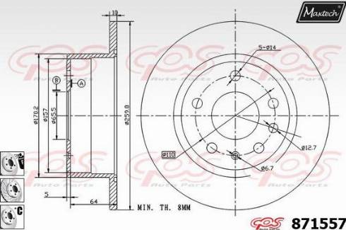 Maxtech 871557.6980 - Гальмівний диск avtolavka.club