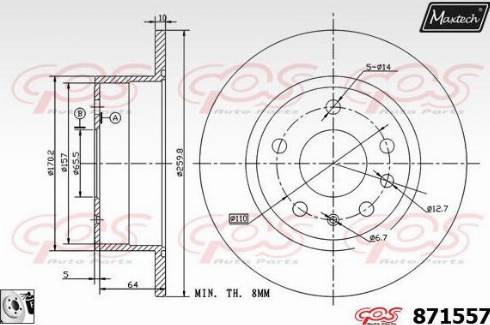 Maxtech 871557.0080 - Гальмівний диск avtolavka.club