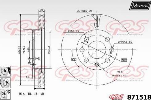 Maxtech 871518.6880 - Гальмівний диск avtolavka.club