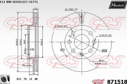 Maxtech 871518.0060 - Гальмівний диск avtolavka.club