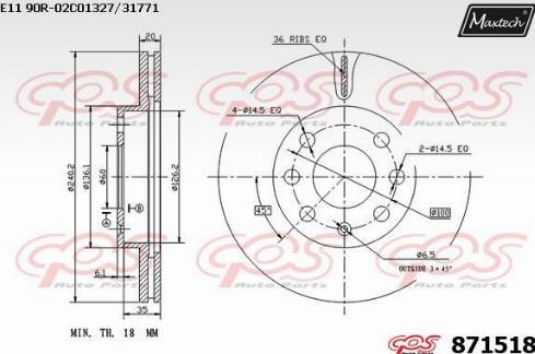 Maxtech 871518.0000 - Гальмівний диск avtolavka.club