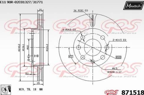 Maxtech 871518.0080 - Гальмівний диск avtolavka.club