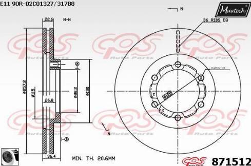 Maxtech 871512.0060 - Гальмівний диск avtolavka.club