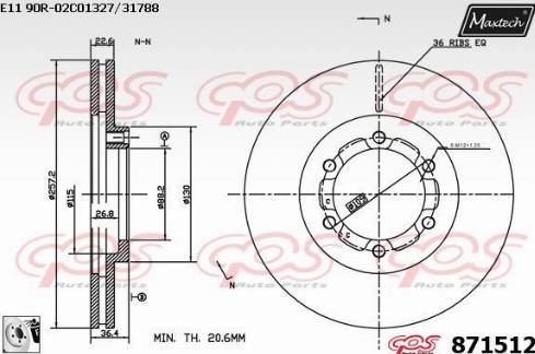 Maxtech 871512.0080 - Гальмівний диск avtolavka.club