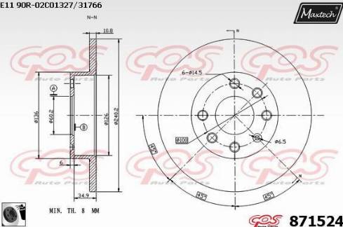 Maxtech 871524.0060 - Гальмівний диск avtolavka.club