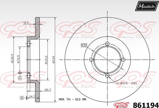 Maxtech 871095 - Гальмівний диск avtolavka.club