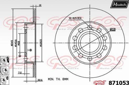 Maxtech 871053.6880 - Гальмівний диск avtolavka.club