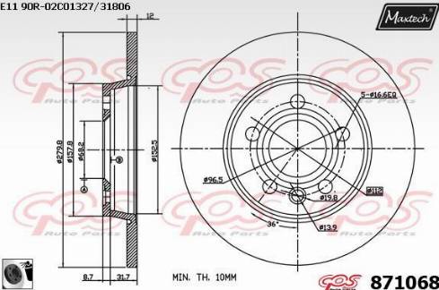 Maxtech 871068.0060 - Гальмівний диск avtolavka.club