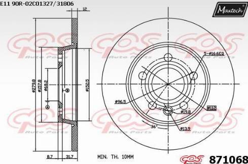 Maxtech 871068.0000 - Гальмівний диск avtolavka.club