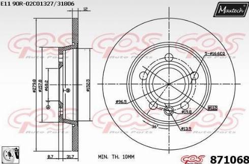 Maxtech 871068.0080 - Гальмівний диск avtolavka.club