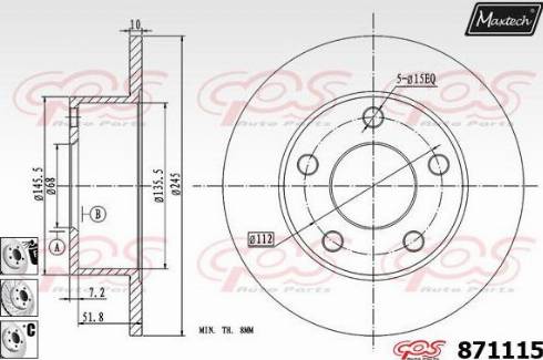 Maxtech 871115.6880 - Гальмівний диск avtolavka.club