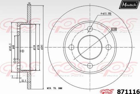 Maxtech 871116.0000 - Гальмівний диск avtolavka.club