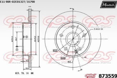 Maxtech 873559.0000 - Гальмівний диск avtolavka.club