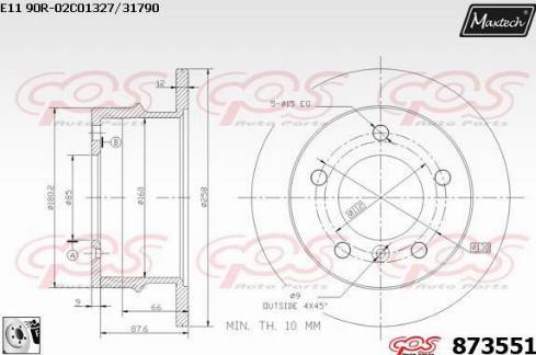 Maxtech 873551.0080 - Гальмівний диск avtolavka.club