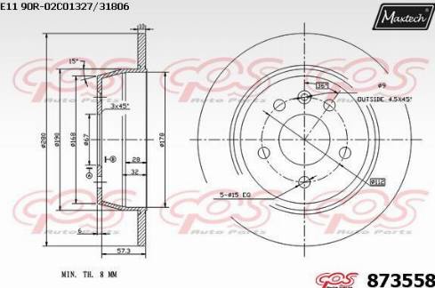 Maxtech 873558.0000 - Гальмівний диск avtolavka.club