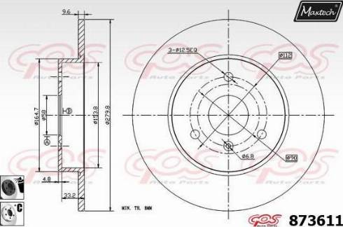 Maxtech 873611.6060 - Гальмівний диск avtolavka.club