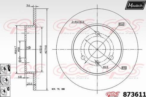 Maxtech 873611.6880 - Гальмівний диск avtolavka.club