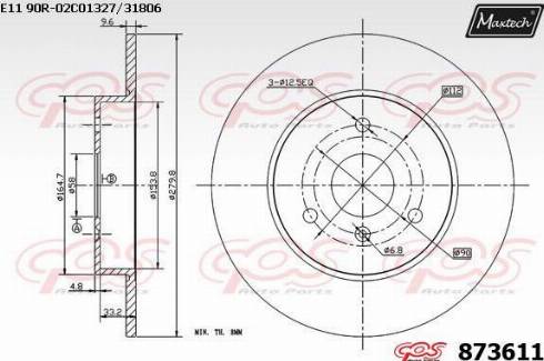 Maxtech 873611.0000 - Гальмівний диск avtolavka.club