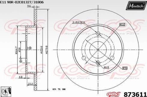 Maxtech 873611.0080 - Гальмівний диск avtolavka.club