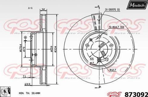 Maxtech 873092.0080 - Гальмівний диск avtolavka.club