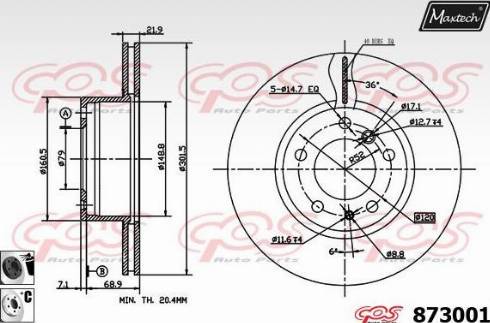 Maxtech 873001.6060 - Гальмівний диск avtolavka.club