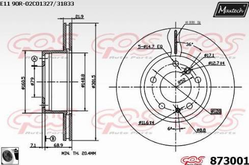 Maxtech 873001.0060 - Гальмівний диск avtolavka.club