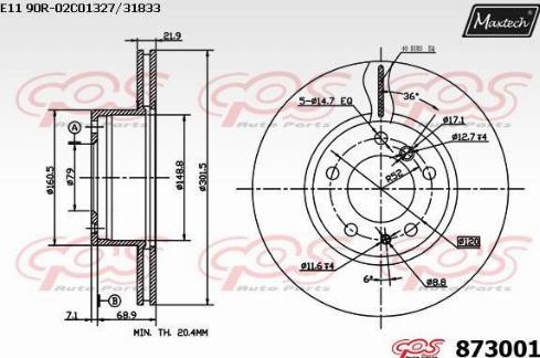 Maxtech 873001.0000 - Гальмівний диск avtolavka.club