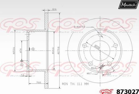 Maxtech 873027.0000 - Гальмівний диск avtolavka.club