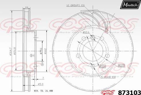 Maxtech 873103.0000 - Гальмівний диск avtolavka.club