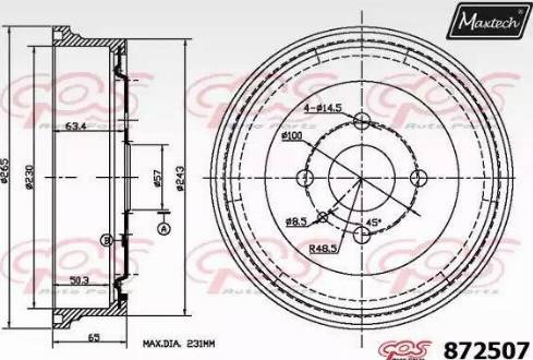 Maxtech 872507.0000 - Гальмівний барабан avtolavka.club