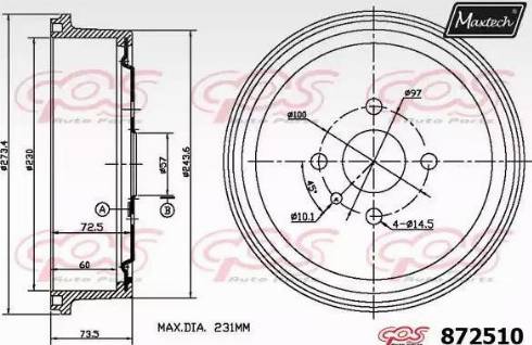 Maxtech 872510.0000 - Гальмівний барабан avtolavka.club