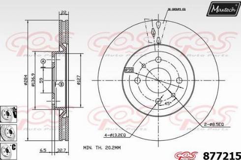 Maxtech 877215.6880 - Гальмівний диск avtolavka.club