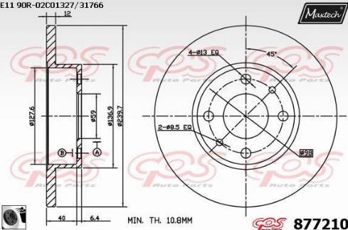 Maxtech 877210.0060 - Гальмівний диск avtolavka.club