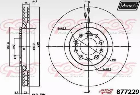 Maxtech 877229.6060 - Гальмівний диск avtolavka.club