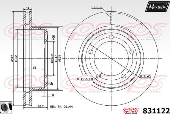 Maxtech 877221 - Гальмівний диск avtolavka.club