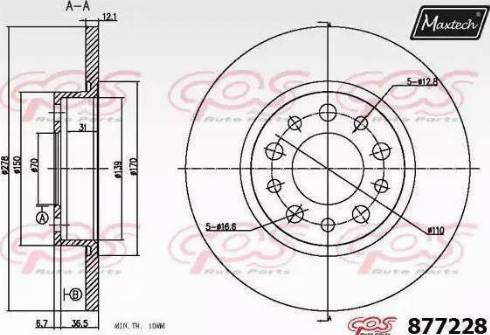 Maxtech 877228.6980 - Гальмівний диск avtolavka.club