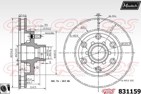 Maxtech 70180089 - Прокладка, поршень корпусу скоби тор avtolavka.club