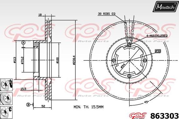 Maxtech 70180383 - Прокладка, поршень корпусу скоби тор avtolavka.club