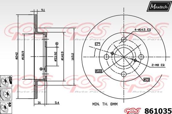 Maxtech 70180335 - Прокладка, поршень корпусу скоби тор avtolavka.club