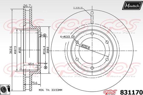 Maxtech 70180333 - Прокладка, поршень корпусу скоби тор avtolavka.club