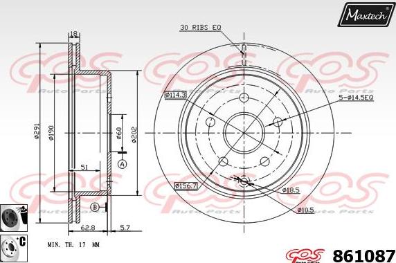 Maxtech 70180293 - Прокладка, поршень корпусу скоби тор avtolavka.club