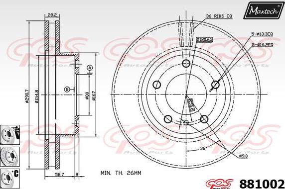 Maxtech 861318 - Гальмівний диск avtolavka.club