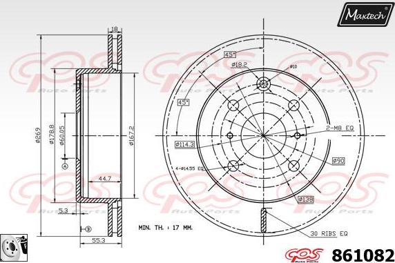 Maxtech 71810055 - Направляючий болт, корпус скоби гальма avtolavka.club