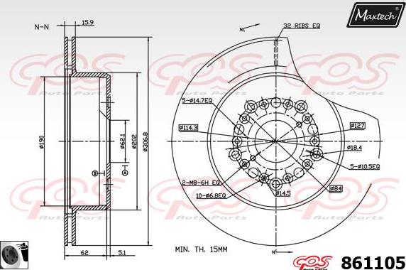 Maxtech 71810001 - Направляючий болт, корпус скоби гальма avtolavka.club