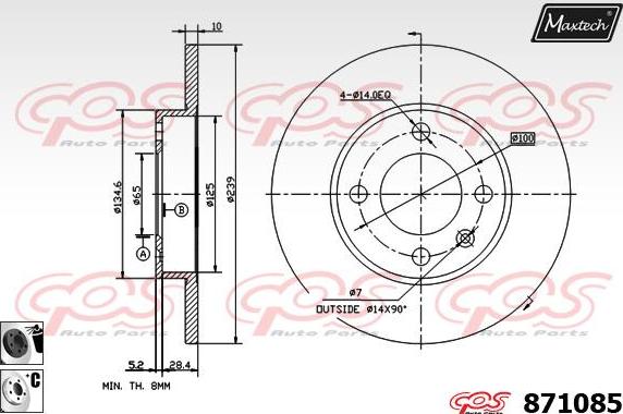 Maxtech 71810014 - Направляючий болт, корпус скоби гальма avtolavka.club