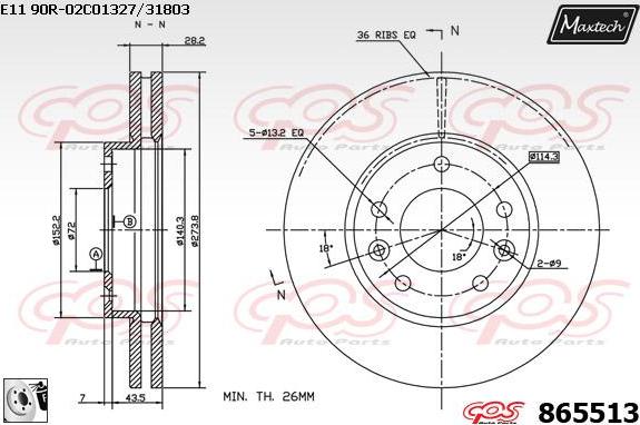 Maxtech 71810088 - Направляючий болт, корпус скоби гальма avtolavka.club