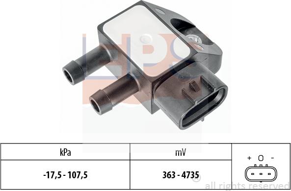 MDR EPS-1993 342 - Датчик, тиск вихлопних газів avtolavka.club