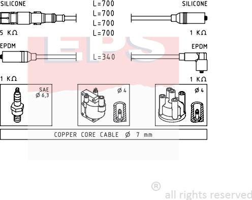 MDR EPS-1501 353 - Комплект проводів запалювання avtolavka.club
