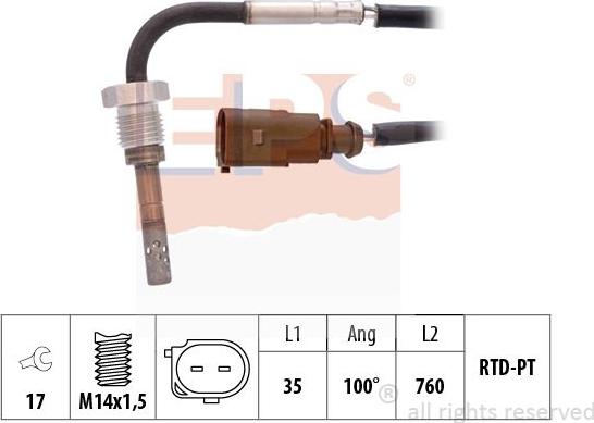 MDR EPS-1220 002 - Датчик, температура вихлопних газів avtolavka.club